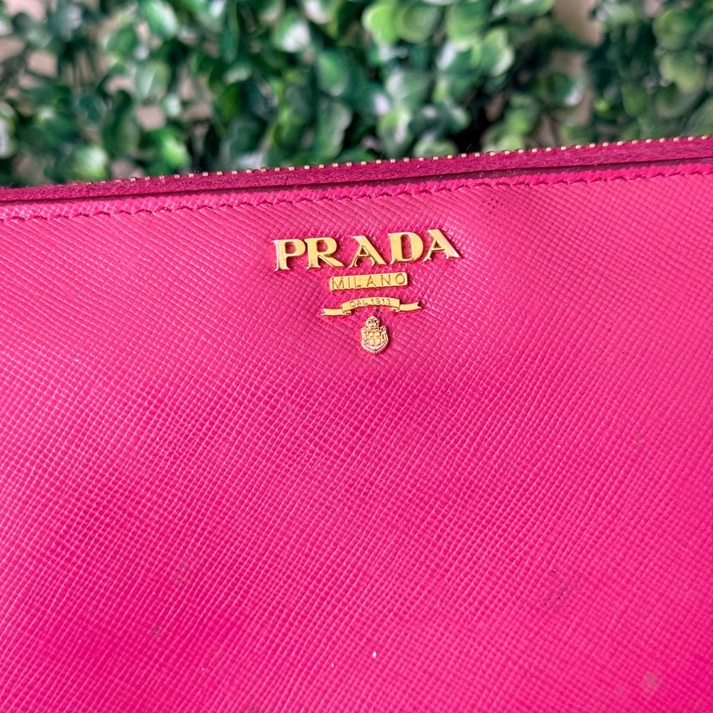 Prada Pink Saffiano Leather Zip Around Long Wallet - Picture 2 of 13